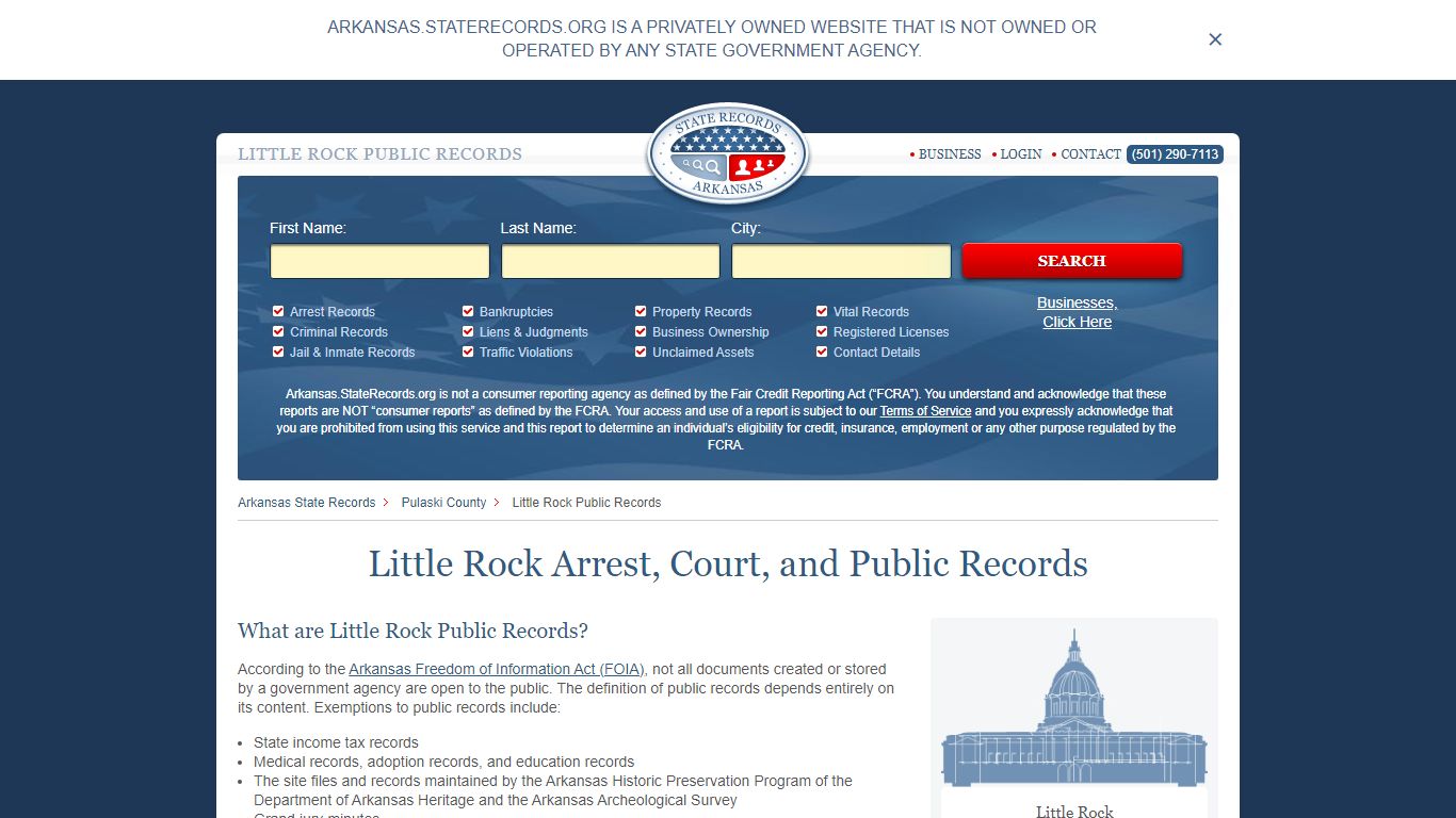 Little Rock Arrest, Court, and Public Records